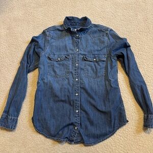 Abercrombie & Fitch Classic Blue Denim Pearl Snap Shirt 100% Cotton Medium